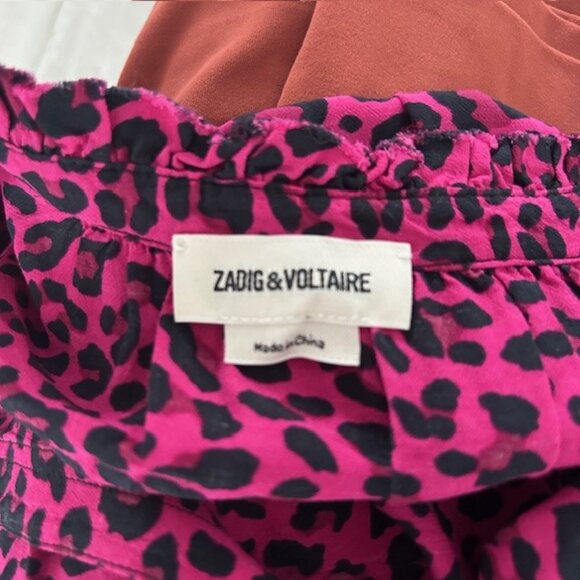 Zadig & Voltaire Titus Leopard Print Framboise Blouse - Picture 7 of 8